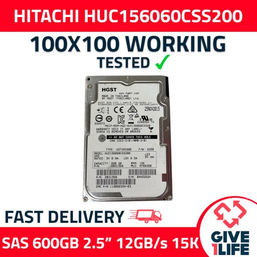 HITACHI HUC156060CSS200 600GB HDD 2.5" SAS-3 12GB/S 15K 128MB CACHÉ - ESPECIAL PARA SERVIDORES ENVÍO RÁPIDO, FACTURA, VENDEDOR PROFESIONAL