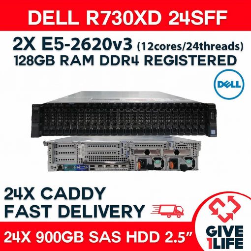 Servidor Rack DELL R730XD 24SFF 2x E5-2620v3 +128GB DDR4+ H730 + 24x900GB + 24xCADDIES + 2PSU HC5VX ENVÍO RÁPIDO FACTURA, VENDEDOR PROFESIONAL