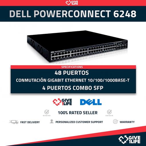 DELL POWERCONNECT 6248 SWITCH 48 PUERTOS CAPA 2-3. MIRAR DESCRIPCION!
1xSFP MAL ESTETICAMENTE. TODO FUNCIONA!
ENVIO RAPIDO, FACTURA, VENDEDOR PROFESIONAL