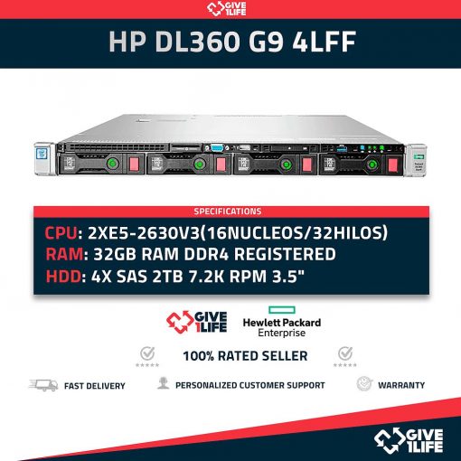 HP DL360 G9 4LFF 2xE5-2630v3(16C/32TH) + 32GB DDR4 + 4X2TB+4 CADDY+P440AR(2GB)+ 2PSU
ENVÍO RÁPIDO, FACTURA DISPONIBLE, CAJA REFORZADA, VENDEDOR PROFESIONAL