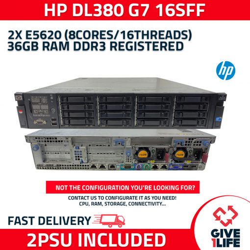 Servidor Rack HP DL380 G7 16SFF 2XE5620 + 36GB DDR3 + P410 + +4X1GB LAN + 2PSU HSTNS-5141
ENVIO RAPIDO, FACTURA, VENDEDOR PROFESIONAL