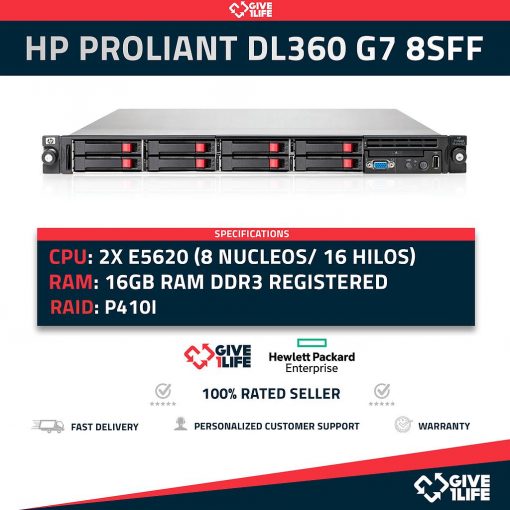 HP Proliant DL360 G7 8SFF 2x E5620 (8 Núcleos 16 Hilos) 16GB RAM RAID P410 2 PSU
ENVIO RAPIDO, FACTURA, VENDEDOR PROFESIONAL