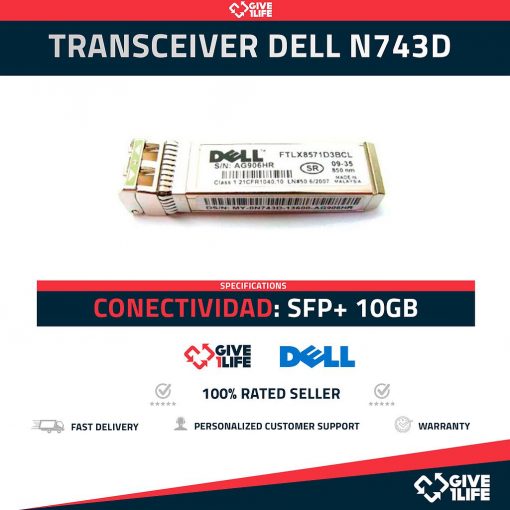 DELL N743D TRANSCEIVER DE RED 10GB 850NM MULTIMODO DATACOM SFP+
ENVÍO RÁPIDO FACTURA BOLSA ANTIESTÁTICA VENDEDOR PROFESIONAL
