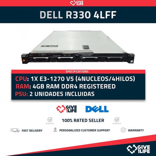 Dell PowerEdge R330 4LFF 1x E3-1270 v5 (4 Núcleos 8 Hilos) 4GB RAM DDR4 PERC H730 2 PSU
ENVIO RAPIDO, FACTURA, VENDEDOR PROFESIONAL