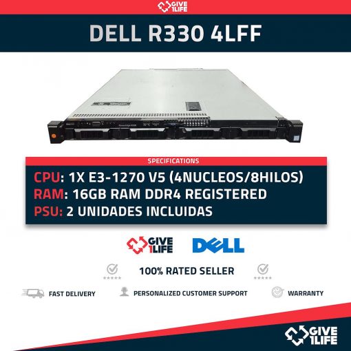 Dell PowerEdge R330 8SFF 1x E3-1270 V5 (4 Núcleos 8 Hilos) 16GB RAM DDR4 PERC H330 2 PSU
ENVIO RAPIDO, FACTURA, VENDEDOR PROFESIONAL