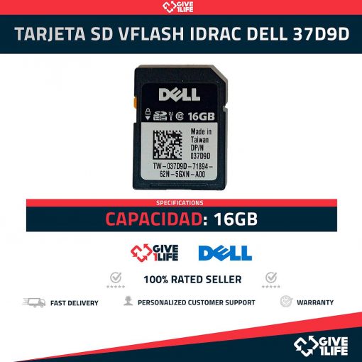DELL vFLASH IDRAC TARJETA SD 16GB - PN:37D9D
ENVIO RAPIDO, FACTURA, VENDEDOR PROFESIONAL