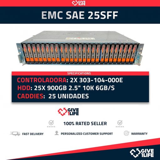 EMC SAE 25SFF CABINA 25x HUC109090CSS600 900GB HDD SAS 10K 2.5" + 2x 303-104-000E + 2 FUENTES
ENVIO RAPIDO, FACTURA, VENDEDOR PROFESIONAL