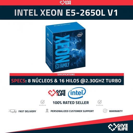 Intel Xeon E5-2650L V1 (8 Núcleos/16 Hilos) @2.30GHz Turbo Speed, ENVIO RÁPIDO, FACTURA DISPONIBLE, VENDEDOR PROFESIONAL