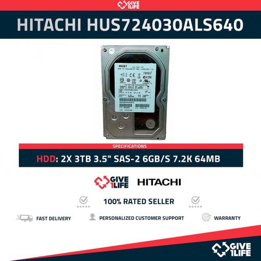 HITACHI 2X HUS724030ALS640 3TB HDD 3.5" SAS-2 6GB/S 7.2K 64MB CACHÉ - ESPECIAL PARA SERVIDORES HP / DELL / IBM
ENVIO RAPIDO, FACTURA DISPONIBLE, VENDEDOR PROFESIONAL