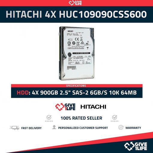 HITACHI 4X HUC109090CSS600 900GB HDD 2.5" SAS-2 6GB/S 10K 64MB CACHÉ - ESPECIAL PARA SERVIDORES
ENVÍO RÁPIDO, FACTURA, VENDEDOR PROFESIONAL