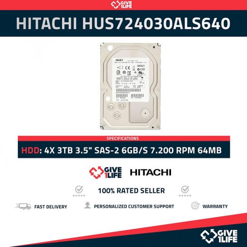 HITACHI 4X HUS724030ALS640 3TB HDD 3.5" SAS-2 6GB/S 7.200 RPM 64MB CACHÉ - ESPECIAL PARA SERVIDORES HP / DELL / IBM
ENVIO RAPIDO, FACTURA DISPONIBLE, VENDEDOR PROFESIONAL