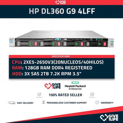 <p>HP DL360 G9 4LFF 2xE5-2640v3(16C/32TH) + 64GB DDR4 + 4X2TB+4 CADDY+P440AR(2GB)+ 2PSUENVÍO RÁPIDO FACTURA CAJA REFORZADA PROFESSIONAL SELLER</p>