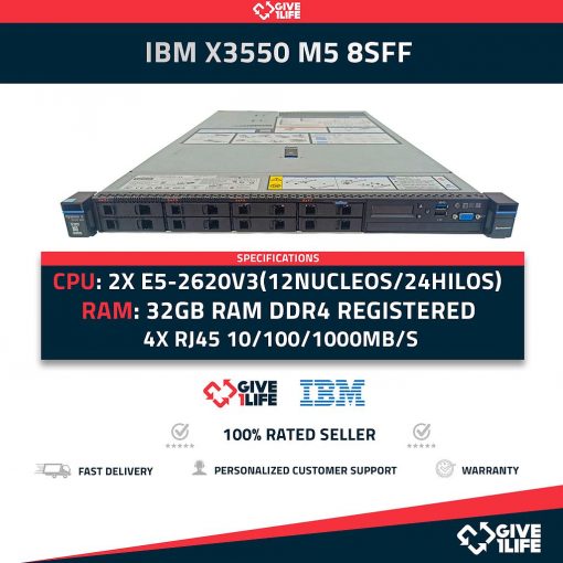 Servidor Rack IBM X3550 M5 8SFF 2xE5-2620V3 + 32GB DDR4 + M5210 + 2PSU 5463-AC1
ENVIO RAPIDO, FACTURA, VENDEDOR PROFESIONAL