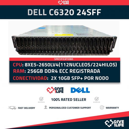 Servidor Rack DELL C6320 24SFF 4xNODOS RW6H4 –8xE5-2650Lv4(112C/224T)+256GB DDR4 +2PSU
ENVIO RAPIDO, FACTURA, VENDEDOR PROFESIONAL