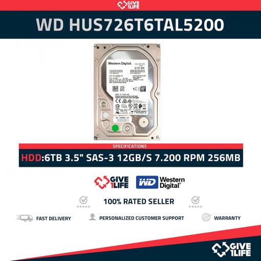 WD HUS726T6TAL5200 6TB HDD 3.5" SAS-3 12GB/S 7.200 RPM 256MB CACHE - ESPECIAL PARA SERVIDORES HP / DELL / IBM
ENVIO RAPIDO, FACTURA DISPONIBLE, VENDEDOR PROFESIONAL