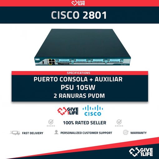 CISCO 2801 SWITCH 4 SLOTS + 64MB COMPACT FLASH+128MB RAM +PSU 105W
ENVIO RAPIDO, FACTURA, PROFESSIONAL SELLER