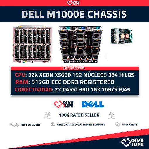 Chasis Multiservidor - Con 16 Nodos Alcanzando un Total de 192 Núcleos 384 Hilos y 512GB RAM. ¿Tienes dudas? ¡Consultanos! DELL - M1000e Blade Center 16x M610 32x X5650 (192 Núcleos/384 Hilos) 512GB RAM
ENVIO RAPIDO, FACTURA, VENDEDOR PROFESIONAL