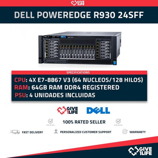Servidor Rack DELL R930 24SFF 4x E7-8867 v3 + 64GB DDR4+ H730P
ENVIO RAPIDO, FACTURA, VENDEDOR PROFESIONAL