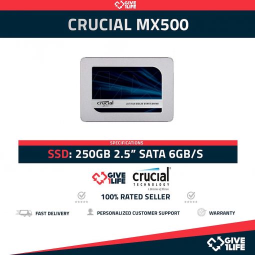 Crucial MX500 SSD 250GB 2.5" SATA 6GB/S
ENVIO RAPIDO, FACTURA, VENDEDOR PROFESIONAL