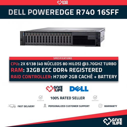 Dell PowerEdge R740 16SFF 2x Xeon Gold 6138 40 Núcleos 80 Hilos 32GB RAM PERC H730P
ENVIO RAPIDO, FACTURA, VENDEDOR PROFESIONAL