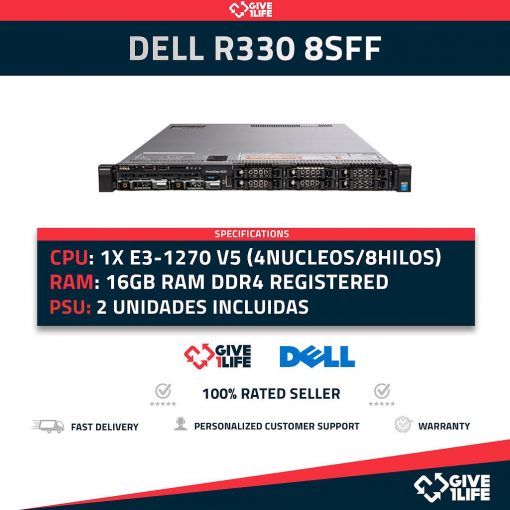 Dell PowerEdge R330 8SFF 1x E3-1270 V5 (4 Núcleos 8 Hilos) 8GB RAM DDR4 PERC H730 2 PSU
ENVIO RAPIDO, FACTURA, VENDEDOR PROFESIONAL