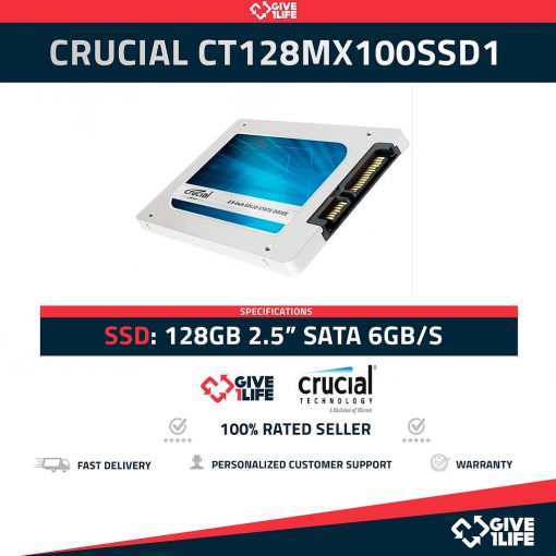 CRUCIAL CT128MX100SSD1 SSD 128GB 2.5" SATA 6GB/S
ENVIO RAPIDO, FACTURA, VENDEDOR PROFESIONAL