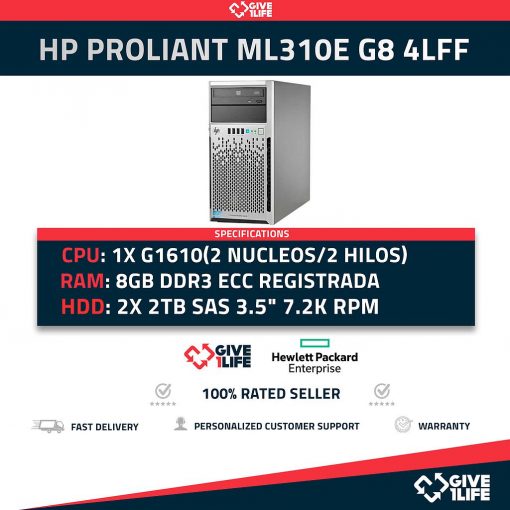 HP Proliant ML310e G8 4LFF 1x G1610 + 8GB RAM DDR3+ P222 + 2PSU 674814-001
ENVIO RAPIDO, FACTURA, VENDEDOR PROFESIONAL