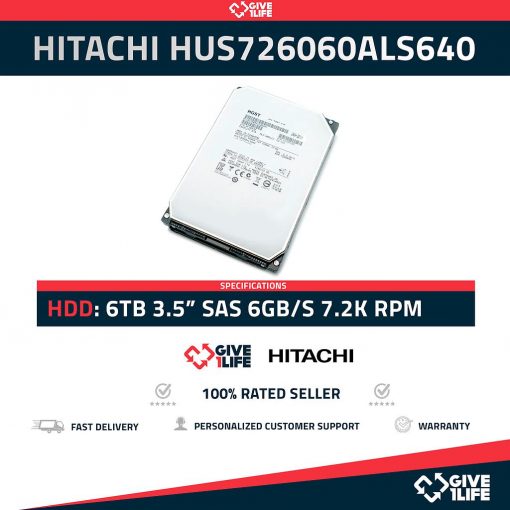 HITACHI HUS726060ALS640 6TB HDD 3.5" SAS-2 6GB/S 7.2K RPM 128MB CACHE - ESPECIAL PARA SERVIDORES ENVIO RAPIDO, FACTURA, VENDEDOR PROFESIONAL