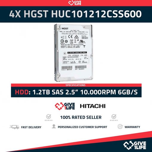 HITACHI 4X HUC101212CSS600 1.2TB HDD 2,5" SAS-2 6GB/S 10K 64MB CACHÉ - ESPECIAL PARA SERVIDORES
ENVIO RAPIDO, FACTURA, VENDEDOR PROFESIONAL