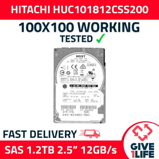 HITACHI HUC101812CSS200 1.2TB HDD 2.5" SAS-3 12GB/s 128MB CACHE - ESPECIAL PARA SERVIDORES
ENVIO RAPIDO, FACTURA, VENDEDOR PROFESIONAL
