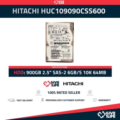 HITACHI HUC109090CSS600 900GB HDD 2.5" SAS-2 6GB/S 10K 64MB - ESPECIAL PARA SERVIDORES
ENVÍO RÁPIDO, FACTURA, VENDEDOR PROFESIONAL