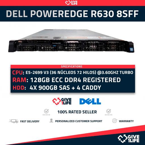 Dell PowerEdge R630 8SFF 2x E5-2699 V3 + 128GB DDR4 + 4x900GB HDD
ENVÍO RÁPIDO FACTURA CAJA REFORZADA VENDEDOR PROFESIONAL