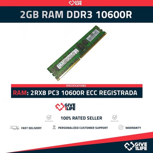 2GB RAM DDR3 10600R ECC REGISTRADA - ESPECIAL PARA SERVIDORES, TESTEADA
ENVIO RAPIDO, FACTURA DISPONIBLE, VENDEDOR PROFESIONAL