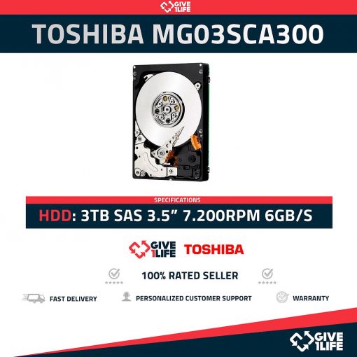 TOSHIBA MG03SCA300 3TB HDD 3.5" SAS-2 6GB/S 7.2K 64MB - ESPECIAL PARA SERVIDORES HP / DELL / IBM
ENVIO RAPIDO, FACTURA, VENDEDOR PROFESIONAL