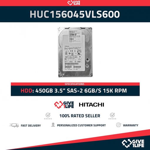 HITACHI 4X HUS156045VLS600 450GB HDD 3.5" SAS-2 6GB/S 15.000 RPM 64MB CACHÉ - ESPECIAL PARA SERVIDORES HP / DELL / IBM
ENVIO RAPIDO, FACTURA DISPONIBLE, VENDEDOR PROFESIONAL