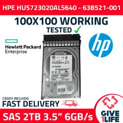 HPE HUS723020ALS640 2TB HDD 3.5" SAS-2 6GB/S 7.2K 64MB - 638521-001 + CADDY