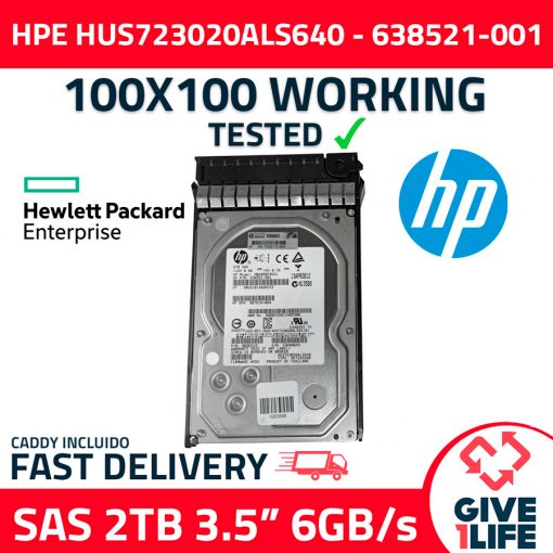 HPE HUS723020ALS640 2TB HDD 3.5" SAS-2 6GB/S 7.2K 64MB CACHE - 638521-001 / 507618-004 / 0B26319 + CADDY 335537-001 - ESPECIAL PARA SERVIDORES HP / DELL / IBM
ENVIO RAPIDO, FACTURA DISPONIBLE, VENDEDOR PROFESIONAL
