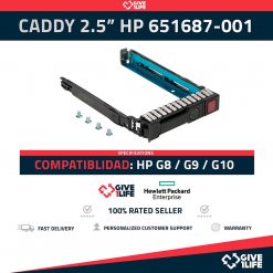 CADDY PARA HP 2.5" 651687-001 COMPATIBLE CON G8/G9/G10+TORNILLOS