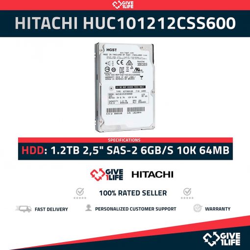 HITACHI HUC101212CSS600 1.2TB HDD 2,5" SAS-2 6GB/S 10K 64MB - ESPECIAL PARA SERVIDORES
ENVIO RAPIDO, FACTURA, VENDEDOR PROFESIONAL
