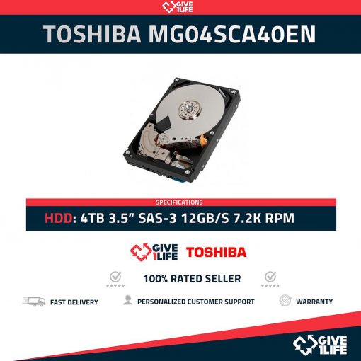 TOSHIBA MG04SCA40EN HDD 4TB 3.5" SAS 12GB/S 7.2K RPM - ESPECIAL PARA SERVIDORES
ENVIO RAPIDO, FACTURA, VENDEDOR PROFESIONAL