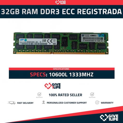 32GB RAM DDR3 10600L ECC REGISTRADA - ESPECIAL PARA SERVIDORES TESTEADA
ENVIO RAPIDPO, FACTURA DISPONIBLE.