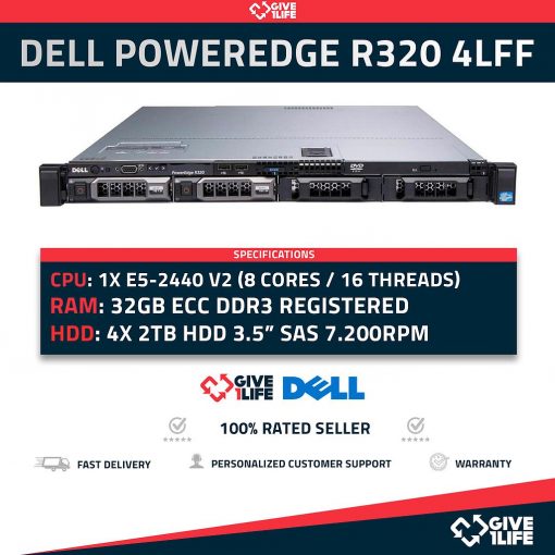 Dell PowerEdge R320 Con 4 Bahías de 3.5" y 4 discos duros de 2TB, Formato más Corto de lo Habitual,Con 32GB De RAM, Tarjeta de Red Incluida y Doble Fuente de Alimentación. Si Buscas Otra Configuración, Por Favor, ¡Contactanos!
ENVIO RAPIDO, FACTURA DISPONIBLE, CAJA REFORZADA, VENDEDOR PROFESIONAL