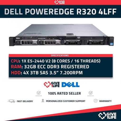 Dell PowerEdge R320 Con 4 Bahías de 3.5" y 4 discos duros de 3TB, Formato más Corto de lo Habitual,Con 32GB De RAM, Tarjeta de Red Incluida y Doble Fuente de Alimentación. Si Buscas Otra Configuración, Por Favor, ¡Contactanos!
ENVIO RAPIDO, FACTURA DISPONIBLE, CAJA REFORZADA, VENDEDOR PROFESIONAL