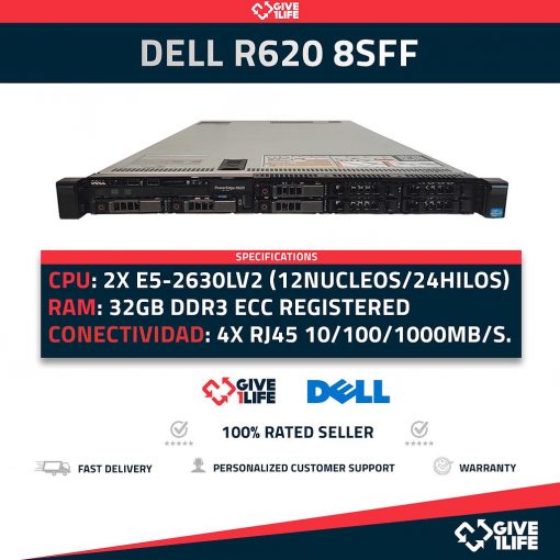 Servidor Rack DELL R620 8SFF 2x E5-2630Lv2 + 32GB RAM + H710 + 4x1GB LAN + 2PSU NNM48
ENVIO RAPIDO, FACTURA, VENDEDOR PROFESIONAL