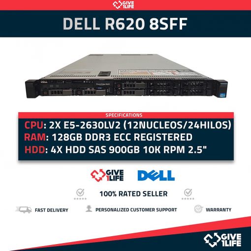 Servidor Rack DELL R620 8SFF 2x E5-2630Lv2 + 128GB RAM + H710 + 4x900GB + 4xCADDY NNM48
ENVIO RAPIDO, FACTURA, VENDEDOR PROFESIONAL