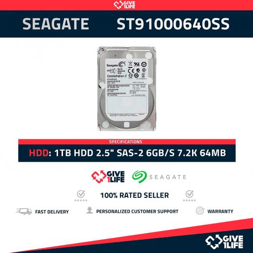 SEAGATE ST91000640SS 1TB HDD 2.5" SAS-2 6GB/S 7.2K 64MB CACHÉ - ESPECIAL PARA SERVIDORES
ENVÍO RÁPIDO, FACTURA, VENDEDOR PROFESIONAL