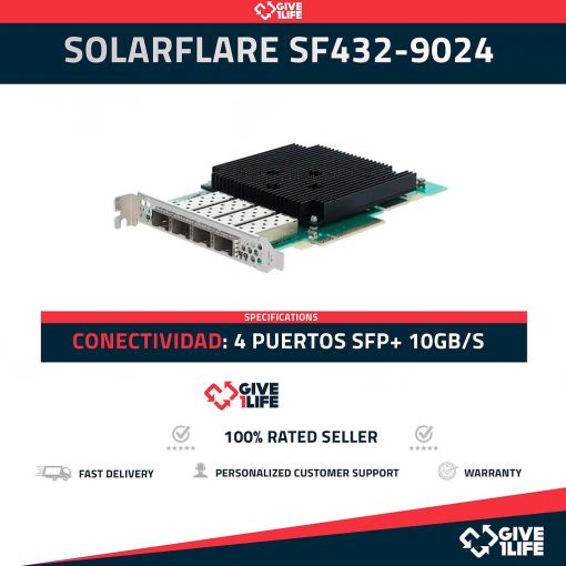SOLARFLARE SF432-9024 4x 10GB/s SFP+ PCI Express 3.0 Perfil Largo
ENVIO RAPIDO, FACTURA, VENDEDOR PROFESIONAL