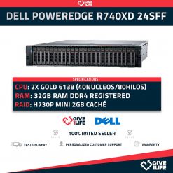 Servidor Rack DELL PowerEdge R740XD 24SFF + 4SFF 2x Gold 6138 + 32GB DDR4+ H730P