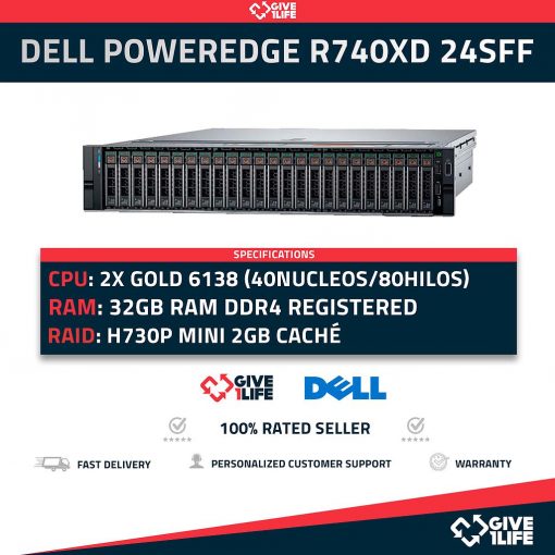 Servidor Rack DELL PowerEdge R740XD 24SFF + 4SFF 2x Gold 6138 + 32GB DDR4+ H730P
ENVIO RAPIDO, FACTURA, VENDEDOR PROFESIONAL