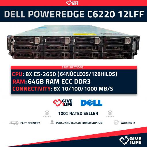 Dell PowerEdge C6220 12LFF 4 Nodos 8x E5-2650 (32 Núcleos/64 Hilos) 64GB RAM 4 Caddy 2 PSU
ENVIO RAPIDO, FACTURA, VENDEDOR PROFESIONAL